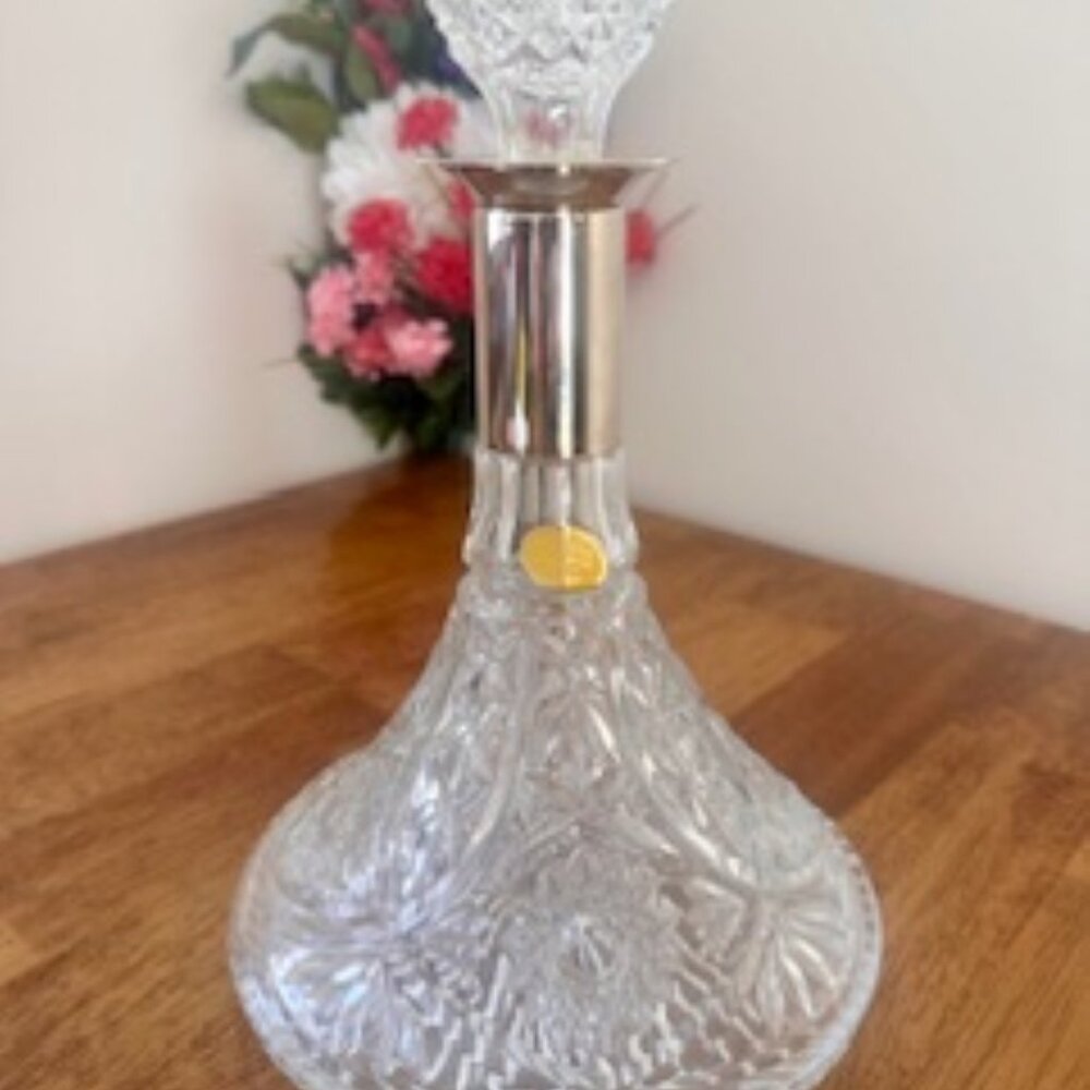 Vintage Leonard Crystal and Silver-Plated Ship's Decanter – Mid-Century Nautical